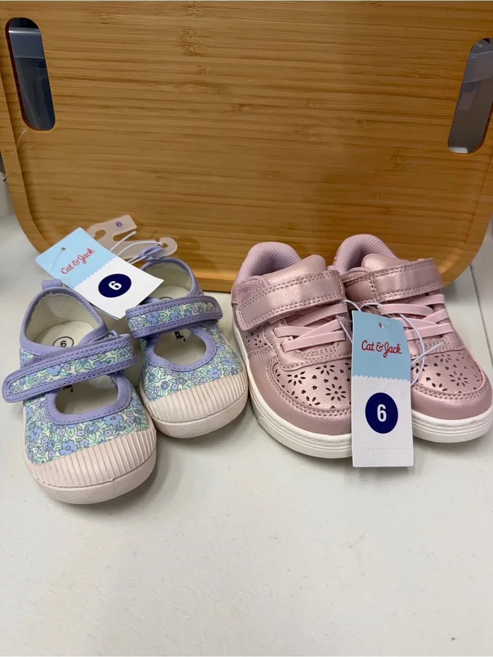 Cat & Jack Baby Girl 6 Pink Metallic Sneaker & Lavender Floral Mary Jane